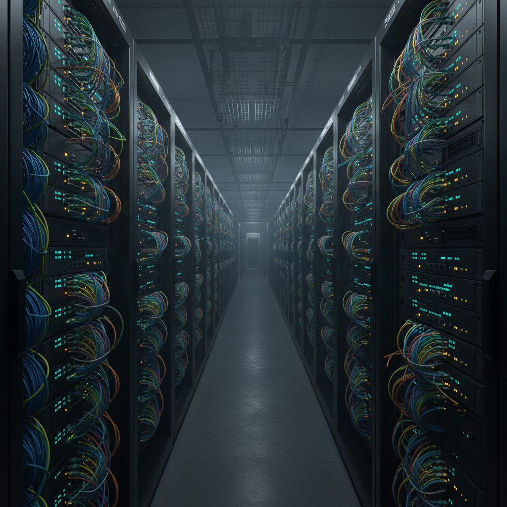 IXP infrastructure — high-density 100G Ethernet patch panels and network switching equipment